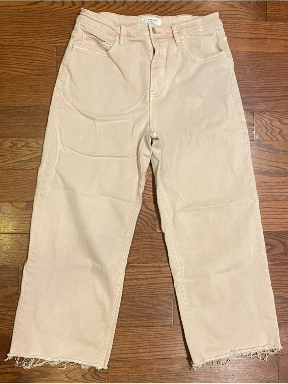 Lovervet By Vervet Jeans Sz 31/13 Pink Stretch Wide Cropped Leg Frayed Hem